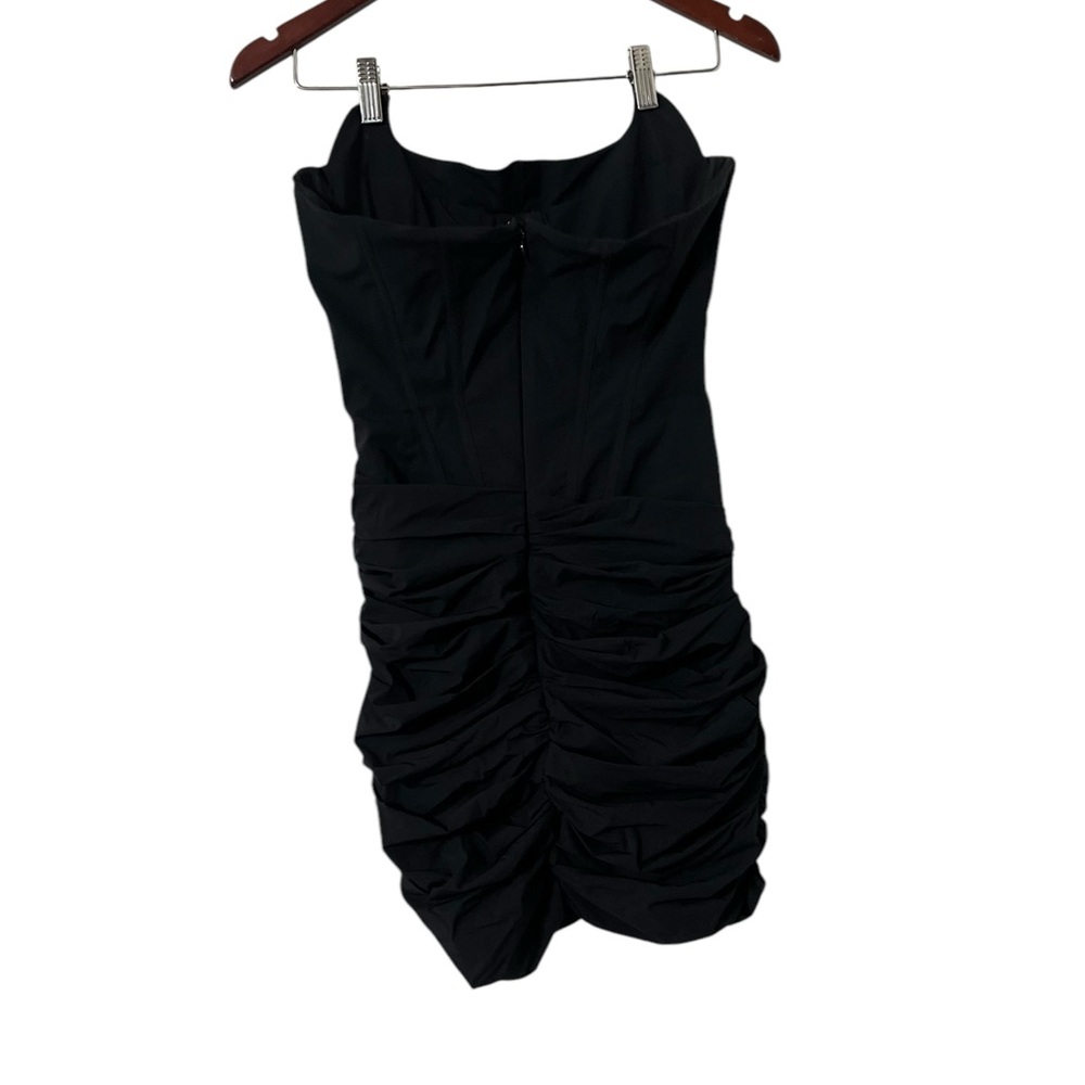 MISTRESS ROCKS Corset Bustier Black Ruched Strapless Mini Dress - Picture 7 of 11
